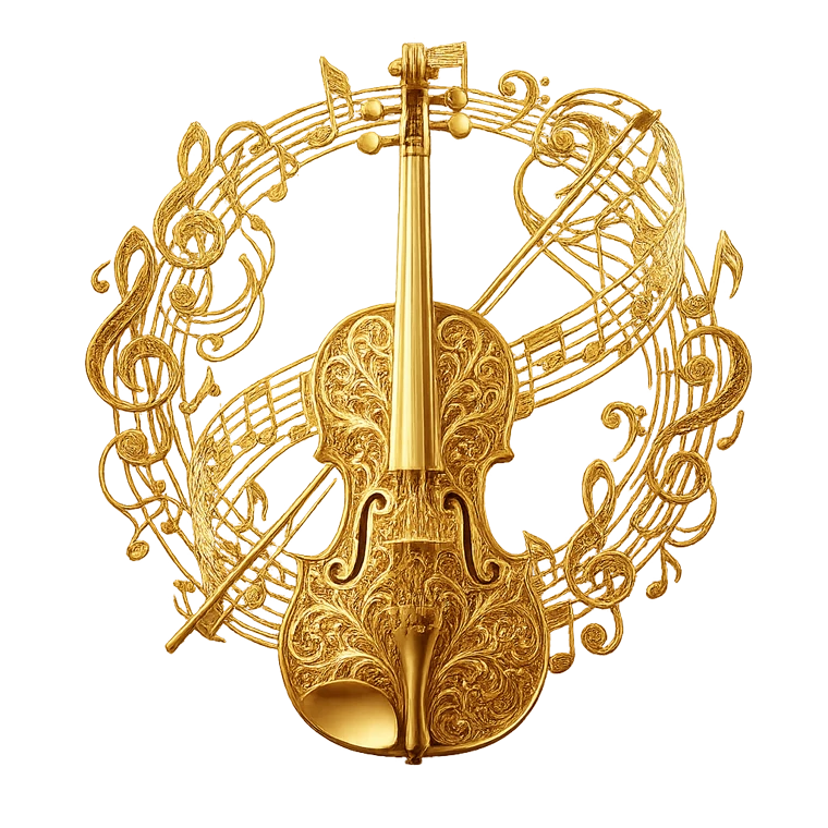 Violin illuminated like a stage instrument